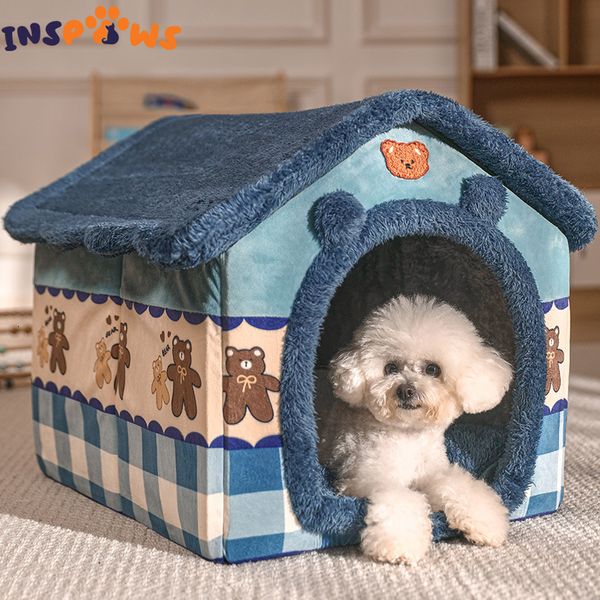 Perreras Plumas Casa para perros pequeña Tienda de cama para gatos linda Gatito interior Canasta para dormir Casa para gatos de invierno cálida con cojín extraíble Cama para perros cálida 230719