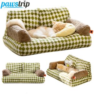 chenils stylos doux chat lit canapé pour chats petits chiens détachable lavable nid pour animaux de compagnie chaton chenil en peluche chaud chiot panier fournitures 230907