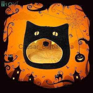 chenils stylos Lit de chat doux et chaud Design en forme de chat Maison pour animaux de compagnie Chenil pour chat Lit confortable amovible pour petit chien Chaton Panier pour Halloween Décor 1pc x0902