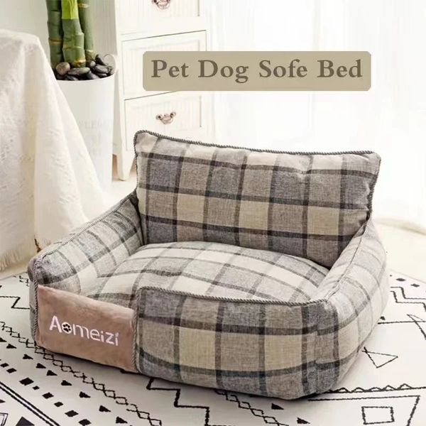 Kennels Pens Square Lattice Cama para perros Desmontable Lavable Pet Cat Nest Nido de doble cara Almohadilla de algodón utilizable Saco de dormir para grandes y pequeños 231202