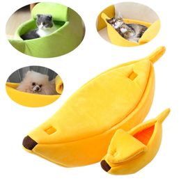 kennels pens Cálido plátano en forma de perro gato cama acogedora cesta cachorro gatitos cojín perrera portátil mascota dormir estera gatos suministros 231122