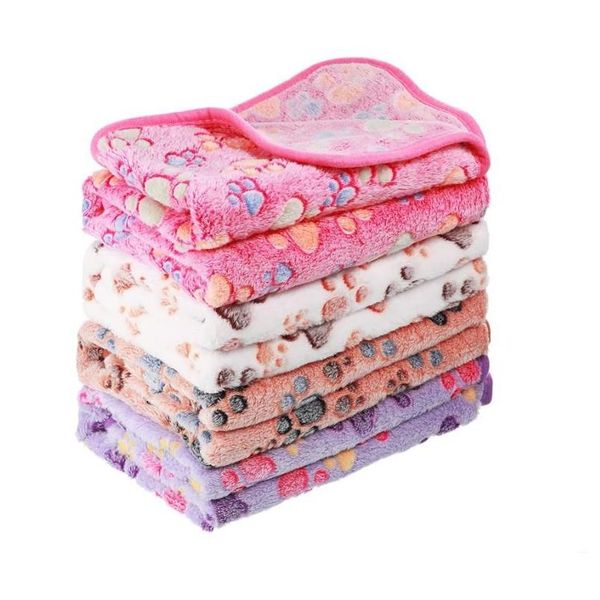 Chenils Stylos Gros Chien Couverture Couvertures Pour Animaux De Compagnie Motif D'impression De Patte Polaire Chat Extra Douceur Moelleux Léger Lavable Drop Deliv Dhns1