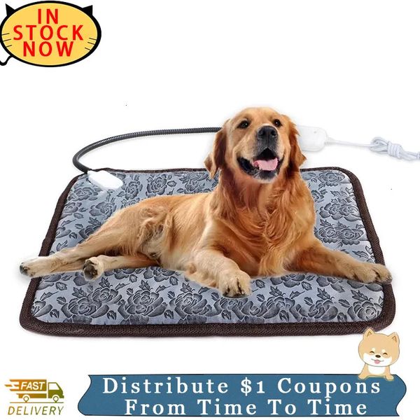 kennels pens Invierno 3 modos Almohadilla térmica ajustable para perro Gato Protección de apagado Pet Electric Warm Mat Cama Impermeable Alambre resistente a las mordeduras 231110