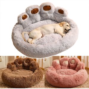 Perreras Plumas Cama para perros de invierno Forma de pata de oso Casa Sofá suave Lavable Felpa larga Interior y exterior Cama para mascotas mediana y grande Estera cálida Accesorio para perros G230520