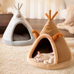 chenils pens Hiver chaud maison pour animaux de compagnie chien nid doux chenil confortable grotte de couchage chat chiot tentes de noël lit pour petits chiens moyens chats 231122