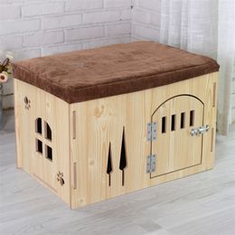 kennels pens Chenils en bois à dessus plat pour chiens, salon intérieur, balcon, maisons pour chats, Cage universelle pour chiens quatre saisons pour animaux de compagnie, fournitures de nid pour chiots 220912