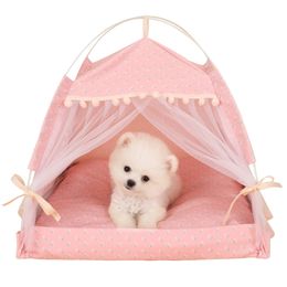 kennels pens ZK20 chien tente maison imprimé Floral fermé chat lit intérieur pliant Portable confortable chaton chenil pour petits animaux 230901