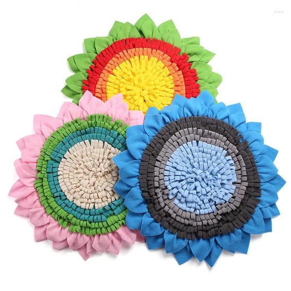 Kennels Pet Dog Snuffle Mat Entrenamiento de olores de nariz Almohadilla para olfatear Tazón de alimentación lenta Dispensador de alimentos Aliviar el estrés Rompecabezas de girasol 50x50 cm