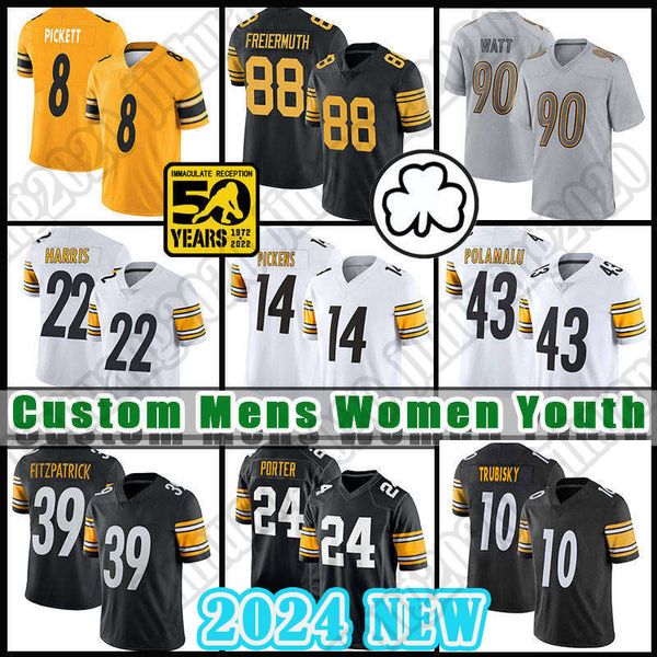 Kenny Pickett George Pickens Maillot de football Najee Harris T.J.Watt Pittsburgh''Steelers''Mitch Trubisky Jerome Bettis Troy Polamalu Franco Harris Pat Freiermuth