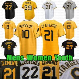 Custom Roberto Clemente Andrew 22 McCutchen Baseball Jersey Barry Bond Oneil Cruz Ke'bryan Hayes Bryan Reynolds Ji-Hwan Bae Aroldis Chapman Mitch Keller Connor Joe