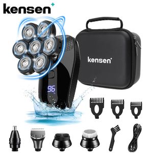 Kensen 5 en 1 rasoir électrique 7d Kit de rasage rechargeable à tête flottante Floating pour hommes IPX6 TIRMINE DE BARDE TEMPLES SHAVERS 240422