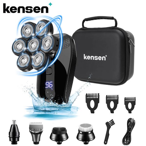 Kensen 5 en 1 rasoir électrique 7d Kit de rasage rechargeable à tête flottante Floating pour hommes IPX6 Trempon à barbe imperméable Shavers 240411