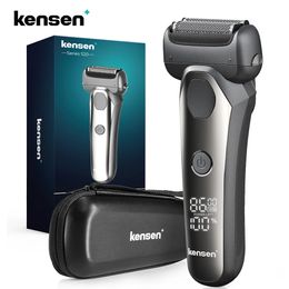 Kensen rasoir électrique pour hommes 3D lame flottante lavable TypeC USB Rechargeable rasage barbe tondeuse lavable Machine pour barbier 231225