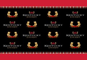 Kentucky Derby Horseshoe Rose Vinyl Pography Achtergronden Stap en Herhaal Rood Wit Zwart Po Booth Achtergronden voor Feest Studio9638304