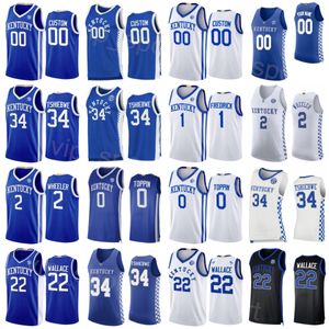 Kentucky Wildcats 22 Cason Wallace Jersey Basketball College 2 Sahvir Wheeler CJ Fredrick 34 Oscar Tshiebwe Antonio Reeves Jacob Toppin Couture NCAA Hommes Enfants Femmes