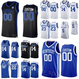 Kentucky Wildcats Basketball 14 Tyler Herro Jerseys College 5 Kevin Knox II 22 Shai Gilgeous-Alexander 23 Jamal Murray 25 PJ Washington Black Blue White Stitch NCAA