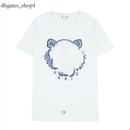 Kenzo camiseta de calidad superior hombres mujeres camisetas para mujer ropa de calle de verano manga corta cabeza de tigre bordado letra impresión tigre camiseta 789