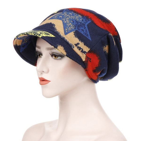 KepaHoo femmes imprimer bonnets chapeau hiver coton Baseball chapeaux femme queue de cheval Vintage chaud ample Crochet Ski visières Turban casquette