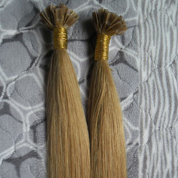 Keratin Fusion Nail U TIP Extensions de Cheveux Humains 200s Ongles Pré-Collés Extensions de Cheveux Remy Viegin Cheveux Raides Brésiliens Strawberry Blonde