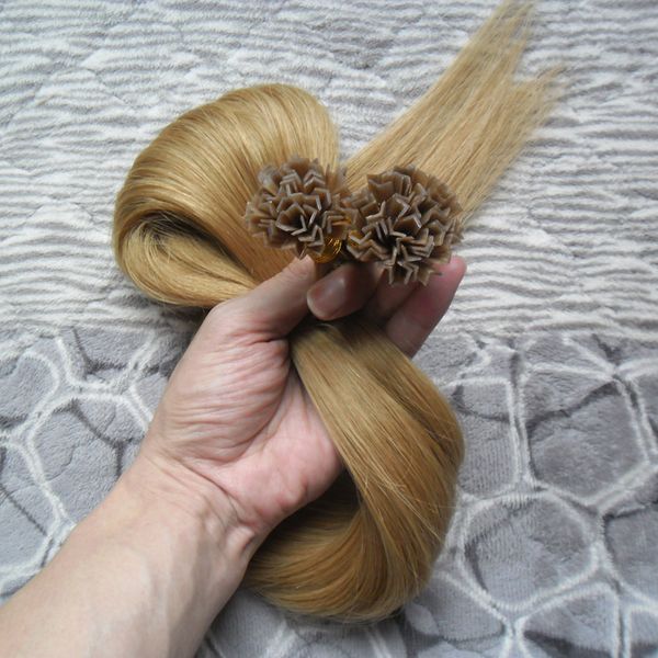 Keratin Fusion Nail U TIP Extensions de Cheveux Humains 200s Ongles Pré-Collés Extensions de Cheveux Remy Viegin Cheveux Raides Indiens Strawberry Blonde