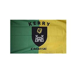 Bannière du comté de Kerry Ireland 3x5 ft 90x150cm State Flag Festival Party Gift 100d Polyester intérieur extérieur imprimé Sells4193833