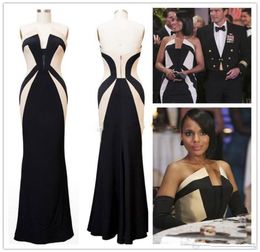 Kerry Washington scandale robes de célébrité Olivia Pope robes de soirée noir et blanc femmes robes formelles robes de tapis rouge pour L6665908