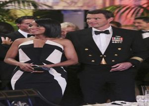 Kerry Washington scandale robes de soirée de célébrité Olivia Pope robes de soirée noir et blanc femmes robes de bal formelles tapis rouge 5586889