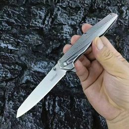 Kershaw 1368 Assisted Flipper Folding Knife 8Cr13Mov Stone Wash Blade Roestvrijstalen handvat Outdoor EDC Pocket Knives met retailbox