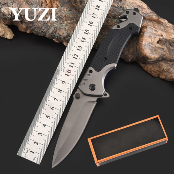 YUZI Cuchillos tácticos defensivos al aire libre 440c Acero inoxidable Camping Caza Supervivencia Bolsillo Cuchillo plegable Clip Herramientas Paquete al por menor