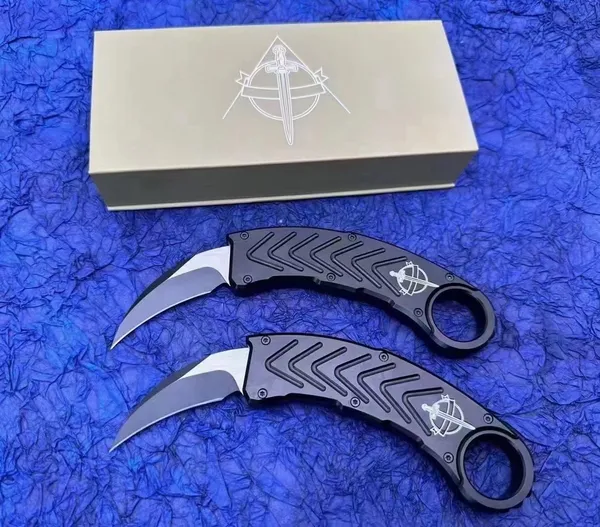 Couteau pliant automatique à griffes karambit, lame K110 de 2.55 pouces, pour l'aviation, poignées en aluminium, couteaux de poche, auto-défense, outils EDC, offre spéciale