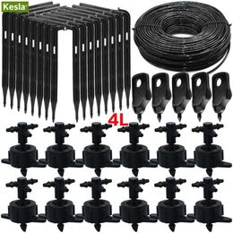 Kesla 4L Greenhouse Drip Irrigation 4-Way Druppel 3 / 5mm Slang Irrigatiesysteem DRUPPER FIT POT GAZON YARD GROENEHOUDER 5-50SET 210610