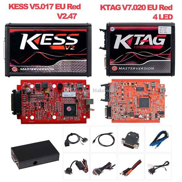 Herramientas de diagnóstico KESS V2.53 V5.017 EU PCB rojo titanio KTAG V2.25 V7.020 BDM ECU OBD2 Kit de programador AutoTruck