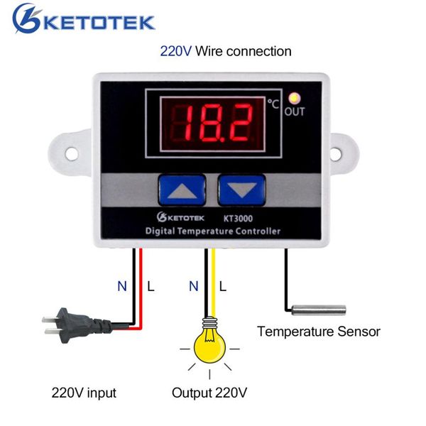 Controlador de temperatura Digital Ketotek KT3000, termostato LED AC 110V 220V, interruptor de microordenador, regulador térmico 7032887