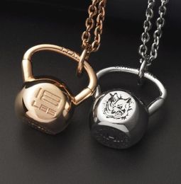 Kettlebell ketting fitness voor mannen en vrouwen Rhinoceros hoofd roestvrijstalen hanger MyGrillz 20101463782374055645