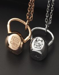 Collier Kettlebell Fitness pour hommes et femmes tête de rhinocéros pendentif en acier inoxydable mygrillz 20101463782373206991