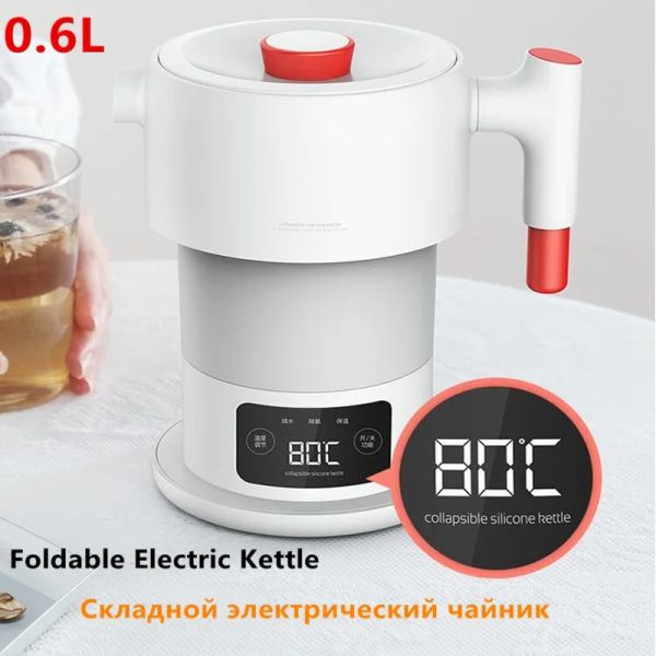 Kettles pliable mini portable électrique Kettle Auto Poweroff Protection 0,6 L Kettle Teapot pour voyager à la maison