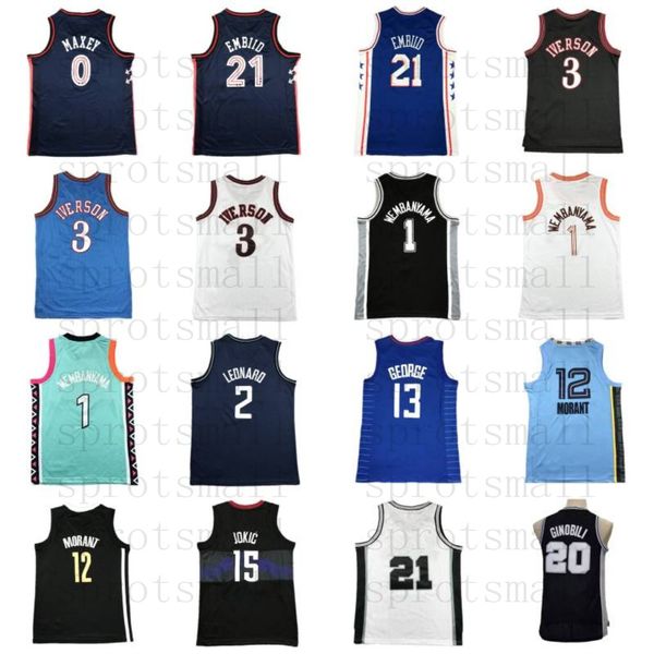 Victor Wembanyama Camiseta de baloncesto para niños Juventud Tyrese Maxey Ja Morant Joel Embiid Allen Iverson Kawhi Leonard Paul George Nikola Jokic Manu Ginobili Camiseta infantil