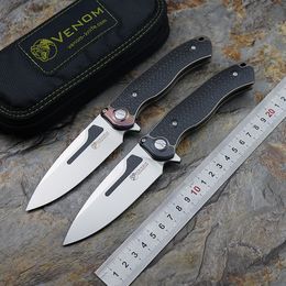 Kevin John Venom Couteau M390 Bone Doctor Titanium CF Timascus Poignée Flipper Chasse En Plein Air Poche Couteaux Pliants Ouverture Rapide