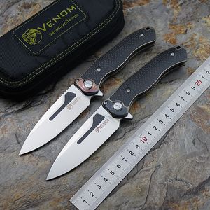 Kevin John Venom Knife M390 Bone Doctor Titanium CF Timascus Mango Flipper Caza al aire libre Cuchillos plegables de bolsillo Abierto rápido