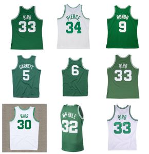 Kevin McHale Rajon Rondo Celtices basketbalshirt Bostons BILL 6 RUSSELL LARRY 33 BIRD Dennis Johnson LEN BIAS Throwback Groen Wit Maat S-XXL