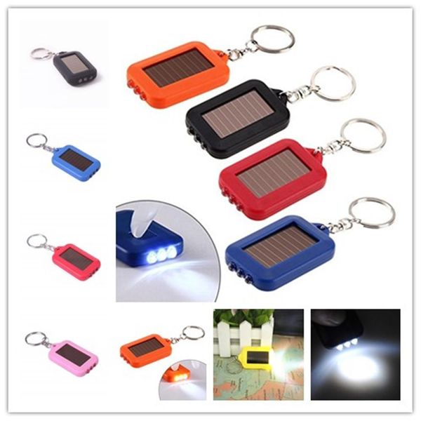 Porte-clés lampes de poche lampes à LED d'urgence torche lampe de poche de l'énergie solaire porte-clés lampe partie cadeau Multi lumière HW534