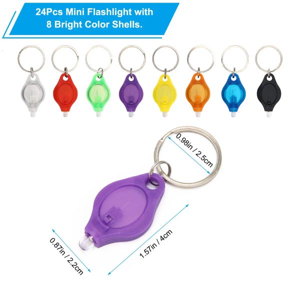 Lampes de poche porte-clés LED trousseau mini lampe de poche anneau portable avec 8 coquilles de couleur chien de lumière très brillante pour l'extérieur inclure la pâte Amrqw