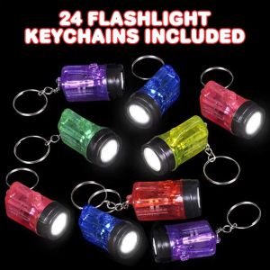 Llavero Linternas Mini Linterna Llaveros Paquete de 24 Cadenas LED para niños en colores variados Llaveros de plástico duraderos de 1,5 pulgadas Amcfl