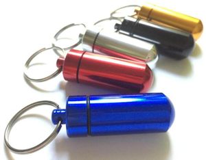 Porte-clés du support de chaîne de clés en aluminium étanche à pilule à pilule de bouteille de bouteille