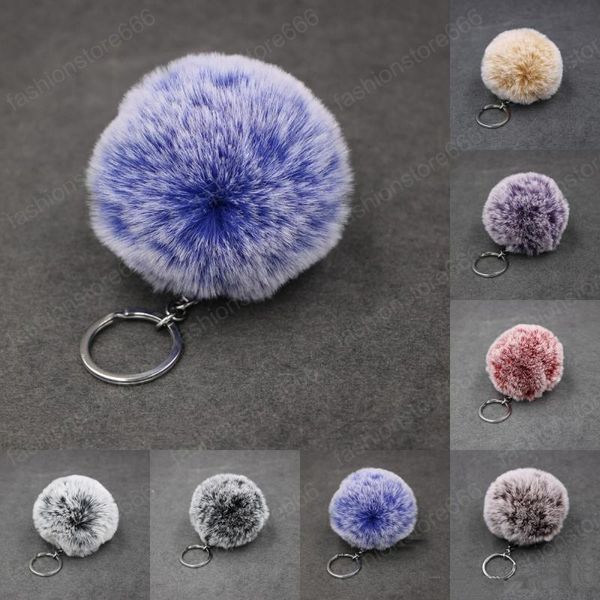 Porte-clés porte-clés fausse fourrure de lapin porte-clés voiture sac pendentif à breloque moelleux pompon porte-clés accessoires de mode