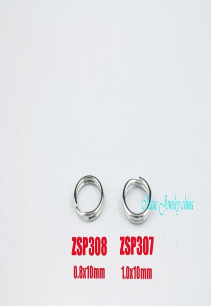 Anneau de chaîne de clés 1010 mm8810 mm Anneaux à double boucle à double boucle en acier inoxydable peut mélanger les bijoux bricolage 100pcslot zsp307 zsp3086566125