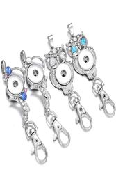 Chaînes de clés bijoux Crystal Flower Owl Button Snap Bouton Clées Chains de clés pour les femmes Fit 18 mm Bijoux de trousseau Holder5306168