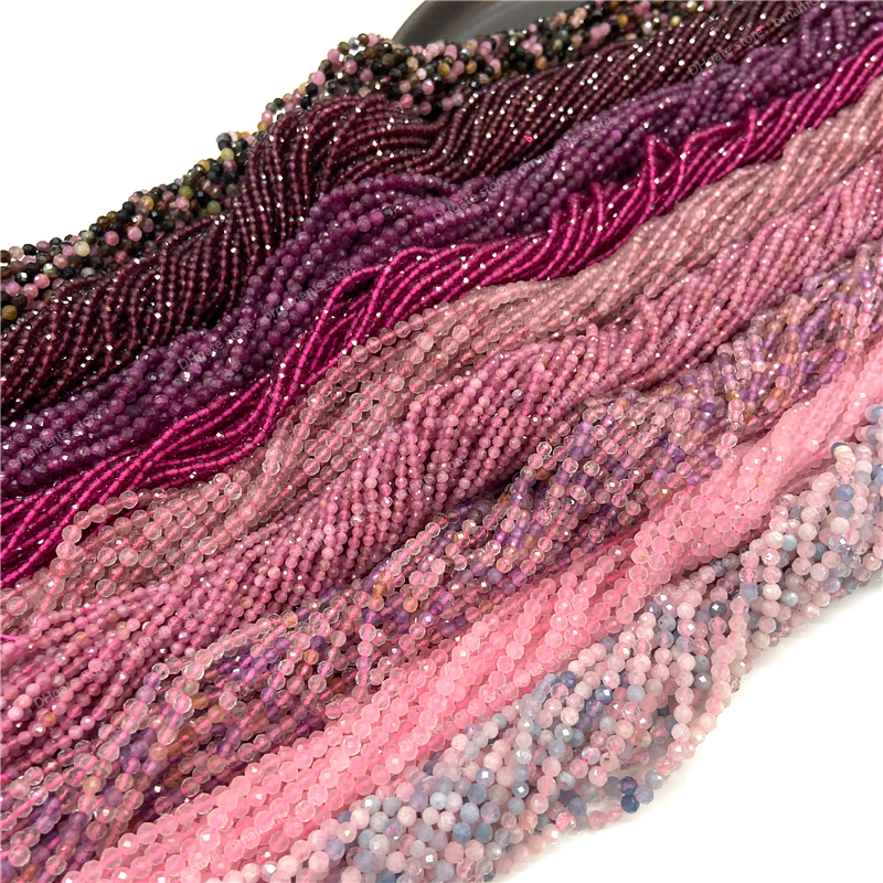 Natuursteen Facet Kleine 2 3 4 mm Kralen Roze Opaal Morgan Losse Spacer Kwarts Kristal Kralen Sieraden Maken Ketting Armbanden Mode-sieradenKralen roze opaal edelsteen