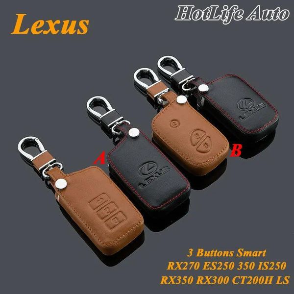 Llave para Lexus IS250 RX270 RX350 RX300 CT200H ES250 ES350 RX NX GS llavero de coche de cuero genuino 3 botones funda inteligente para llave de coche