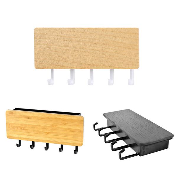 Colgador de llaves decorativo simple pequeño gancho de pared ahorro de espacio fácil instalación puerta de madera estante de almacenamiento 210609